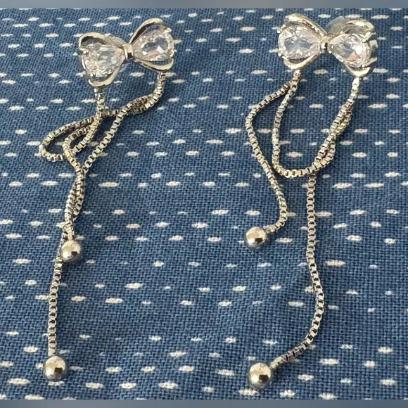 Modcloth Jewelry - Silver 925 Bow Tassel Earrings